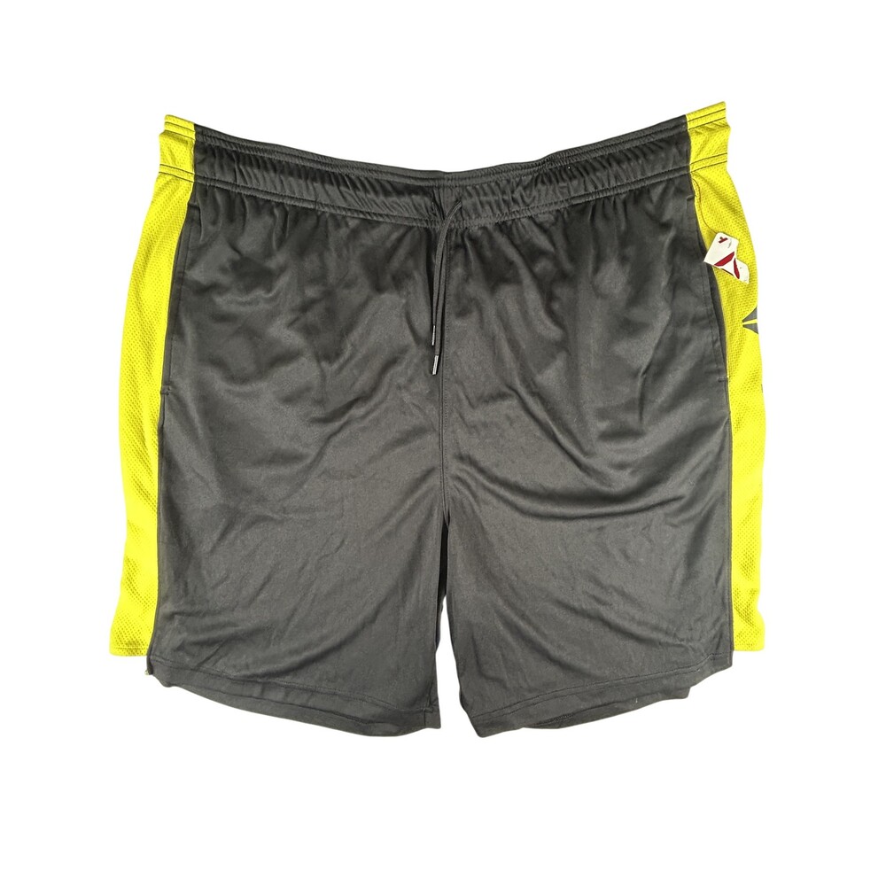 Reebok Shorts Mens 3XL Black Yellow Slim 9" Athletic Training Gym Lightweight